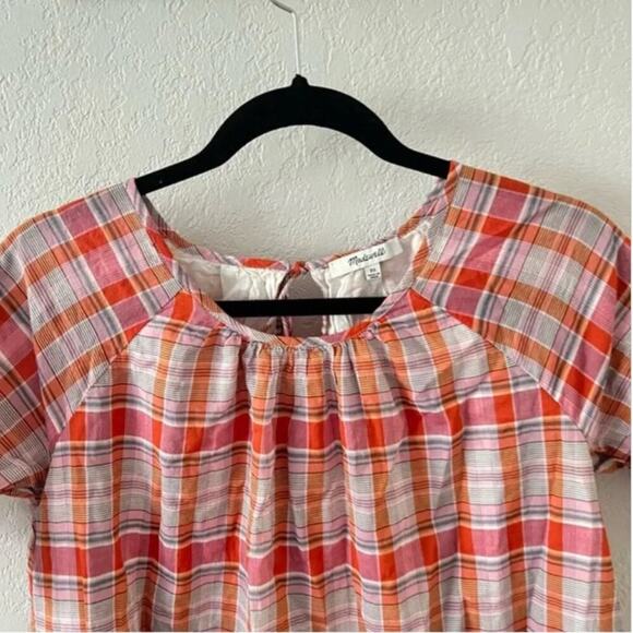 Madewell Plaid Ruffle-Sleeve Popover Mini Dress - Picture 4 of 7